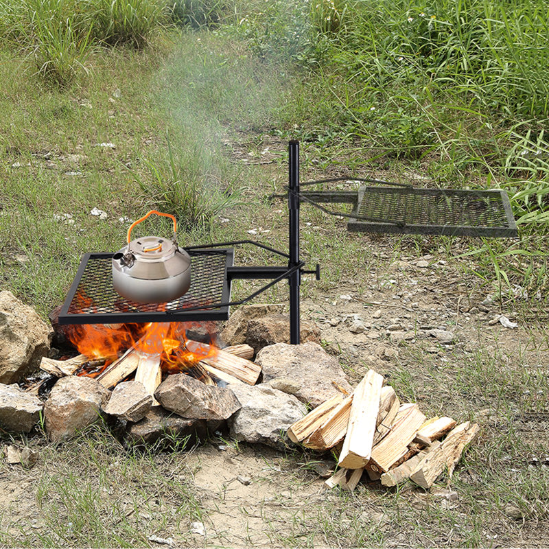 Heavy-Duty Black Stainless Steel Swivel Campfire Grill