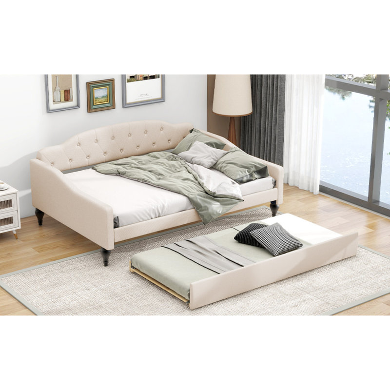 Modern Clari Upholstered Tufted Daybed With Trundle