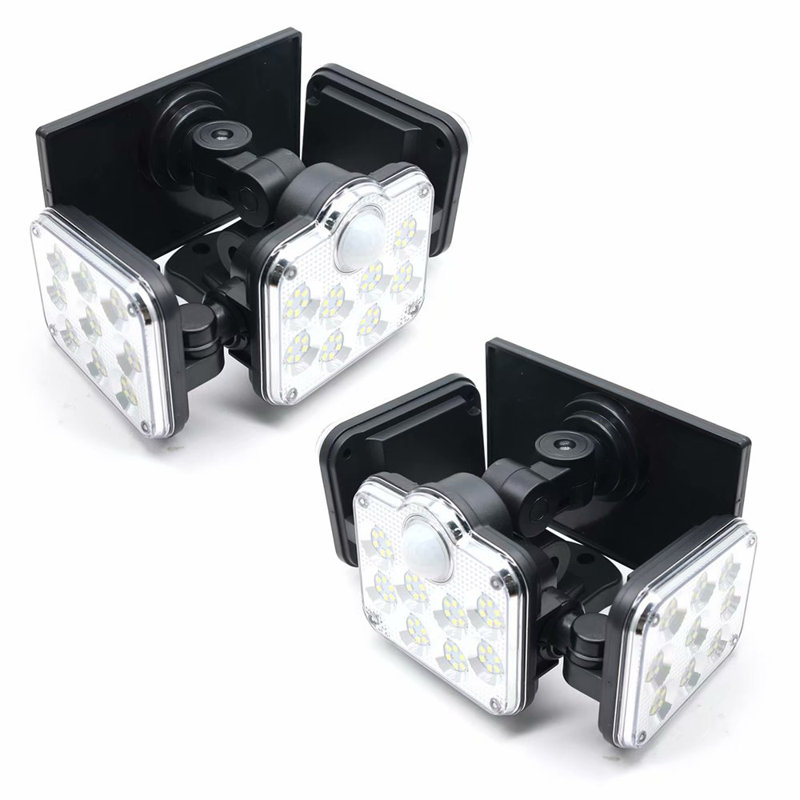 2 PCS Solar Motion Sensor Lights 138 LED 1000LM Wireless LED 3 Adjustable Head Wide Angle Illuminate