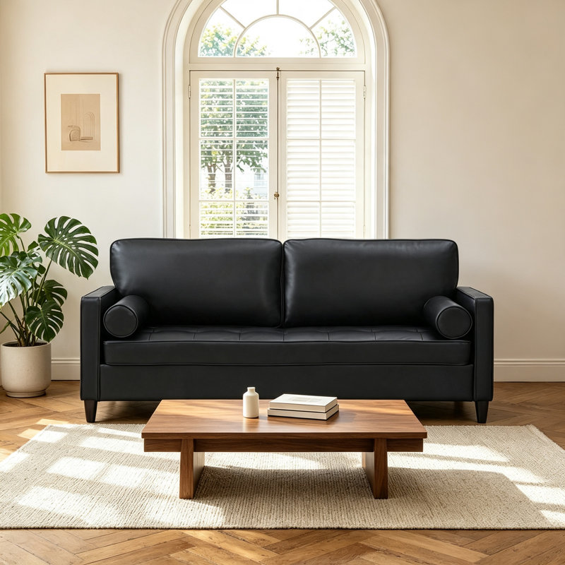 Canapé en cuir Classic, Similicuir noir