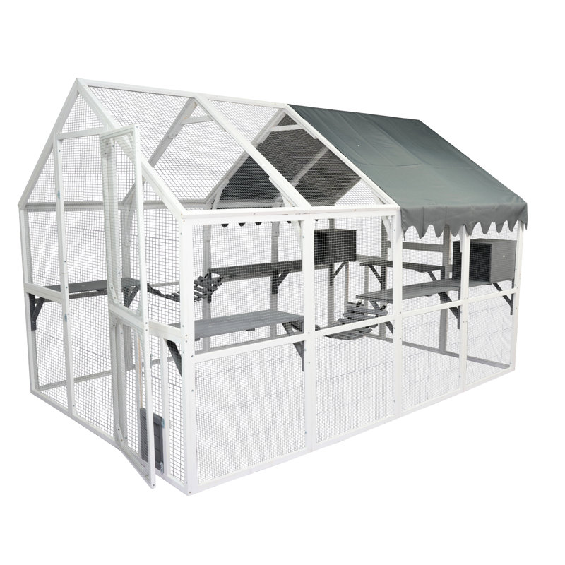 Cage de confort Big Cat - Bois massif, couleurs naturelles, pour une maison confortable, blanche et naturelle, chaleureuse