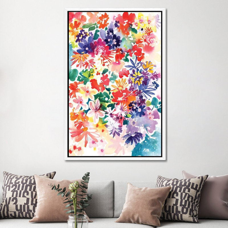 Garden in Bloom 1 Piece Painting on Canvas, 152.5 cm H x 101.5 cm W, White Framed