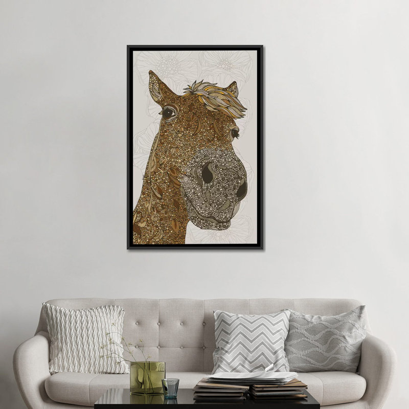 «The Horse», impression sur toile tendue, H 48 po x l 32 po x P 1,5 po, Toile avec cadre noir, Pas de tapis