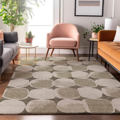 Tapis taupe Prisco lavable à la machine de qualité supérieure