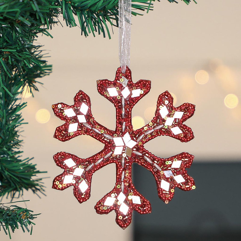 12.5cm Handmade Wood Holiday Shaped Ornament, Red
