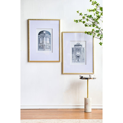 24" X 32" Pencil Art Wall Decor , , Architectural Door Images, Silver Plastic Accent Pieces Of 2 With Architecture, Ornate Drawings, Beautification Thing