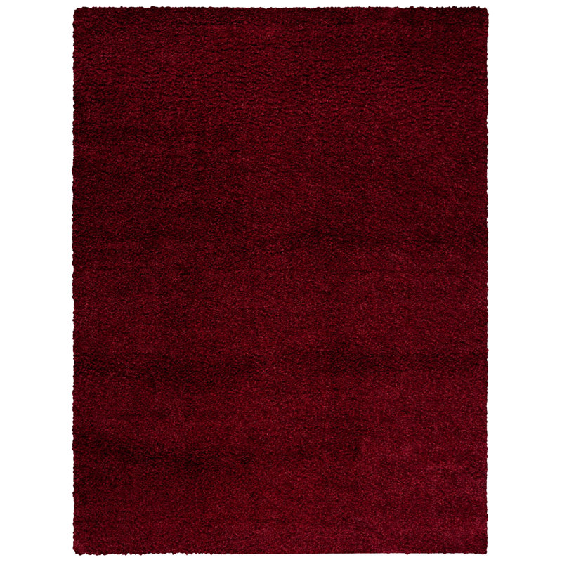 Tapis performance à poil long de couleur unie Vandoren, Maroon, Rectangulaire 8 pi x 10 pi