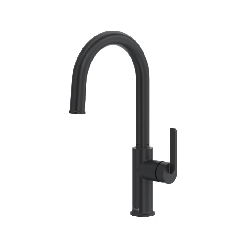 Robinet de cuisine rétractable avec bec en C Authentica, Noir, noir, noir, noir