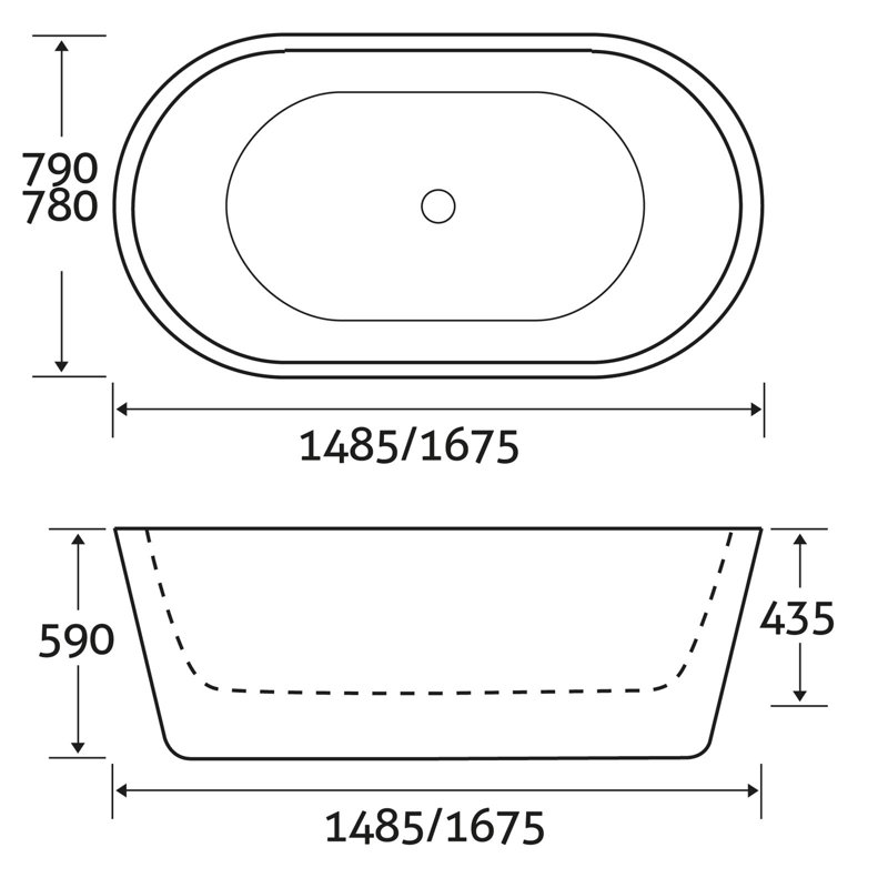 Winders 1485mm x 790mm Soaking Acrylic Bathtub