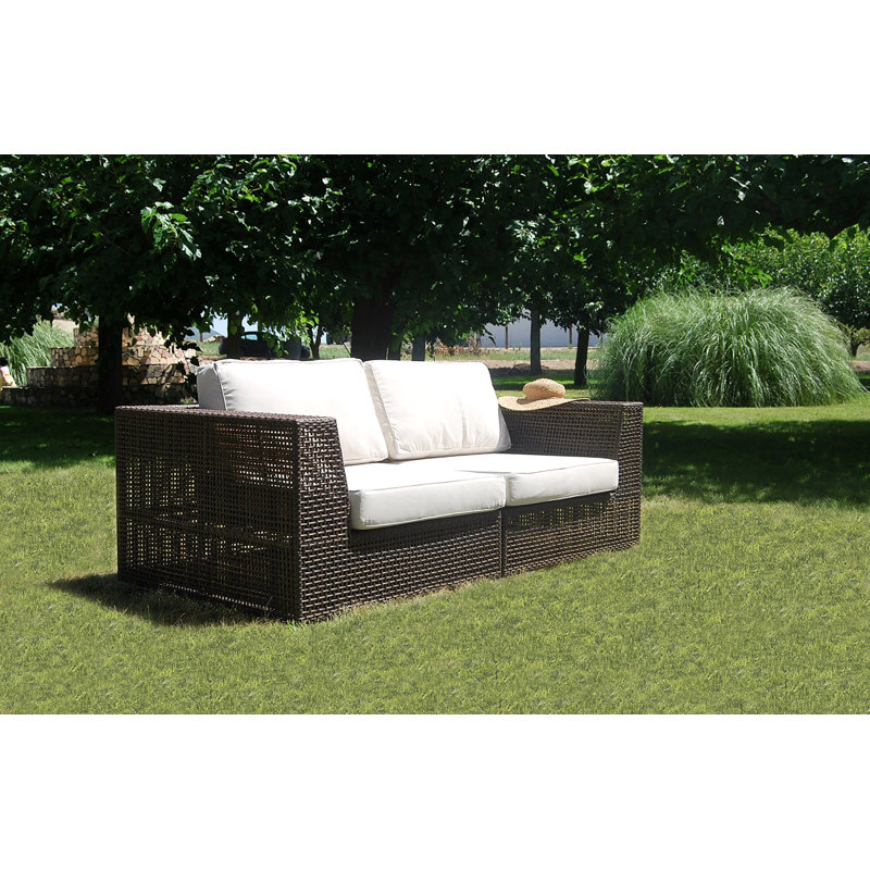 Daltan Wicker Outdoor Loveseat, Antique Beige Sunbrella® Canvas