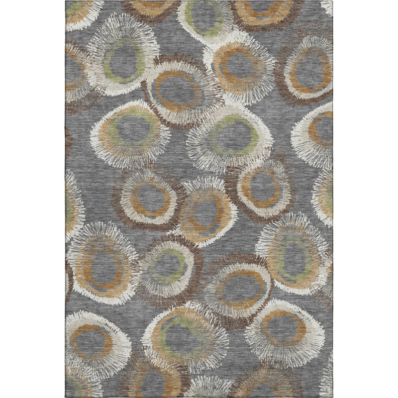 Premium Machine Washable Mayfield AMF2278 Geometric Rug, Gray, 3' x 5'