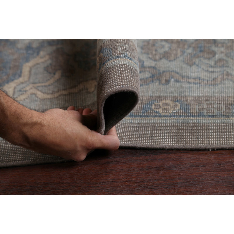 Tapis bleu clair / ivoire en laine Ziegler