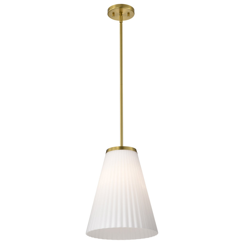 Grande suspension Royale - verre nervuré, Bronze brillant, H 14,63 po x l 12 po x P 12 po