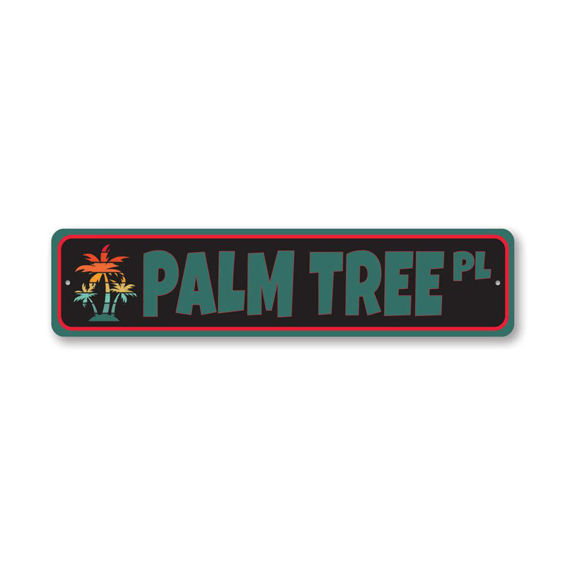 Plaque en aluminium Palmier Street, H 4 po x l 18 po x P 0,04 po