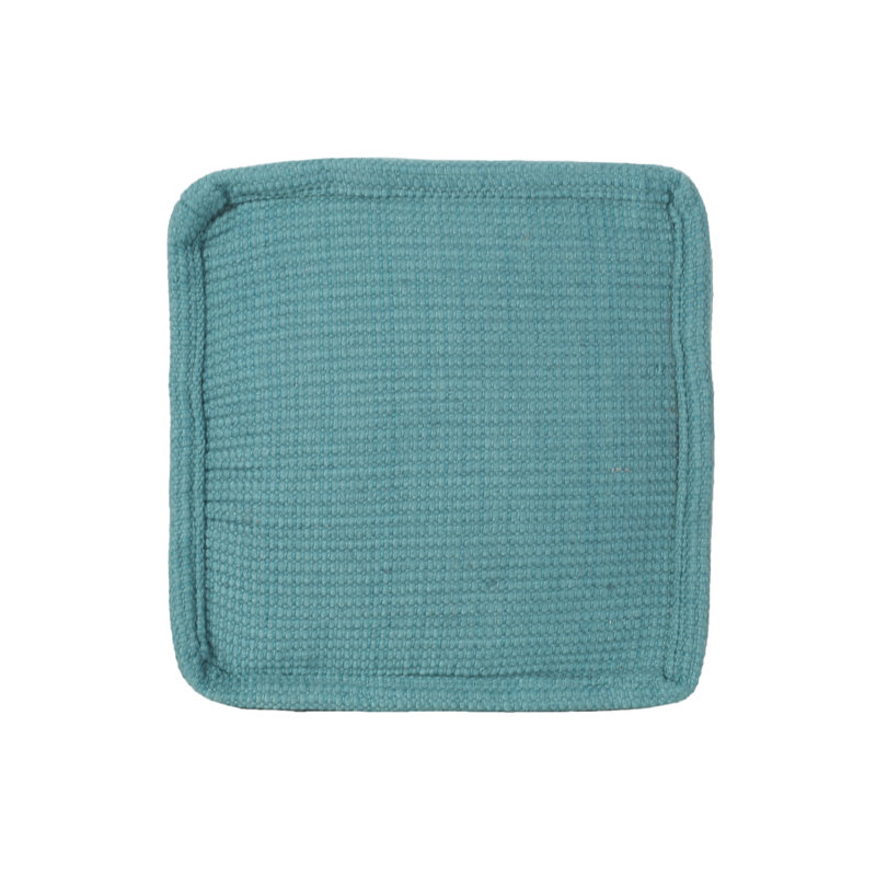 Pouf ou coussin de sol carré en tricot bleu sarcelle Teal Yarn, largeur de 16 po | Idée cadeau