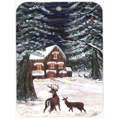 Scène d'hiver avec planche à découper en verre de cerf