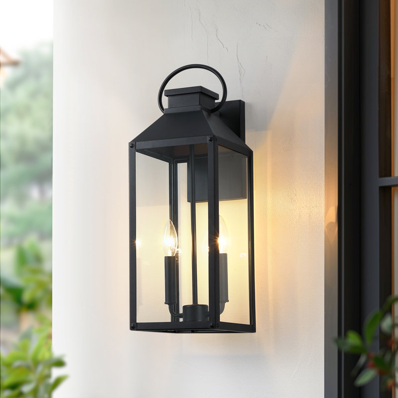 20.5 In. 2-light Outdoor Wall Lantern Light, Black