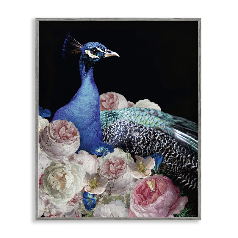 Paon et pivoines, art giclée par Reinders, Estampe numérique Farmhouse, H 20 po x l 16 po