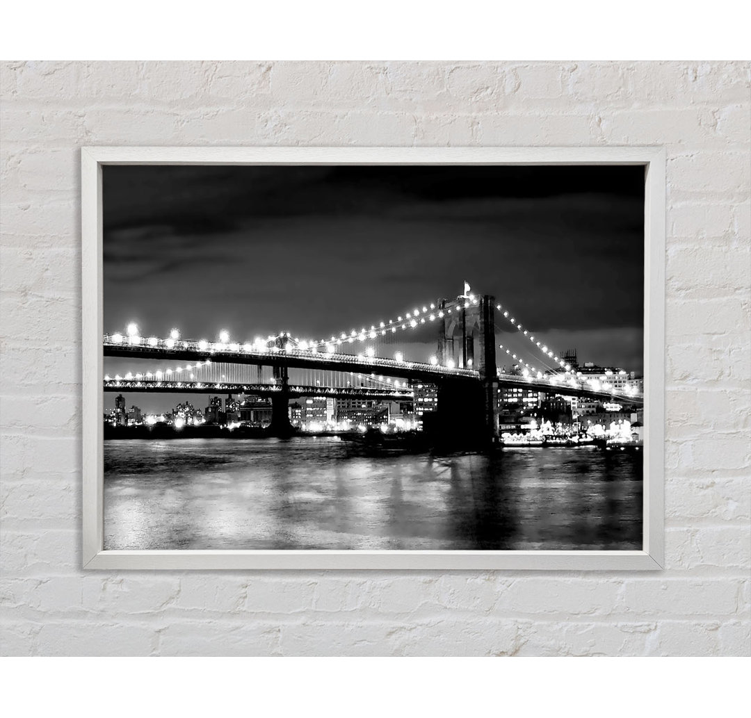 NYC Night Bridge B N W - Einzelbildrahmen Kunstdrucke auf Leinwand