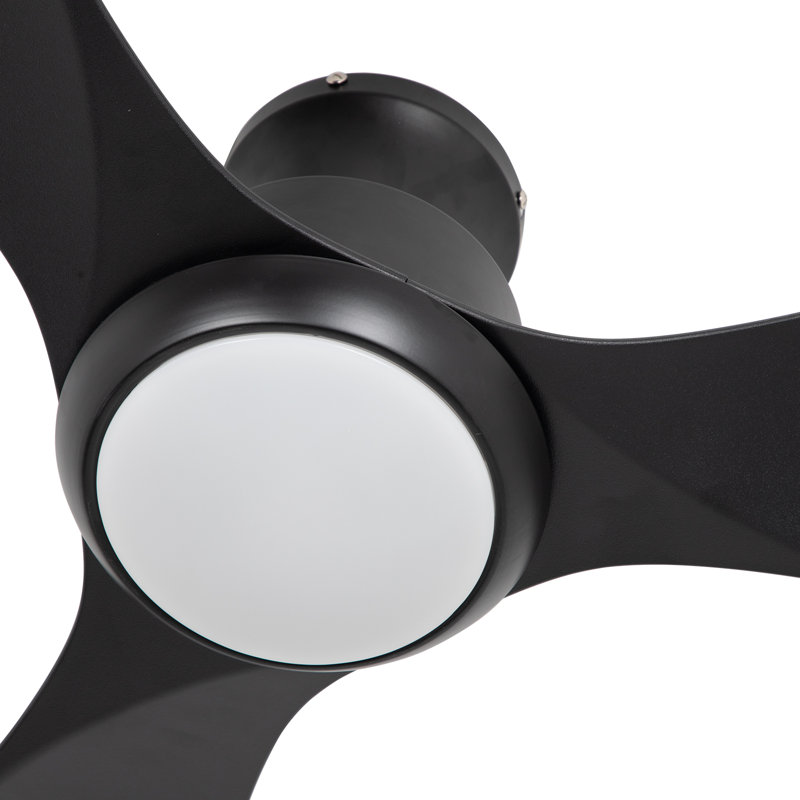 Ventilateur de plafond d'intérieur 52 pouces avec lumière et télécommande, 3 pales noires, moteur à courant continu réversible silencieux, fonction de mémoire lumineuse, 6 vitesses pour chambre / salon, etc.