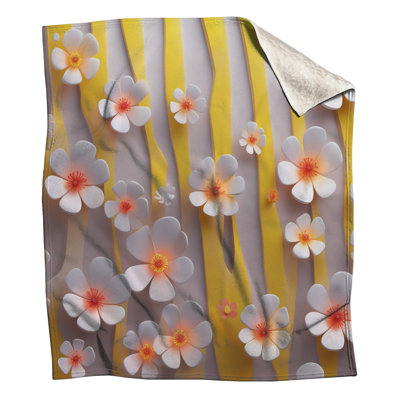 White Orange Flowers Blankets