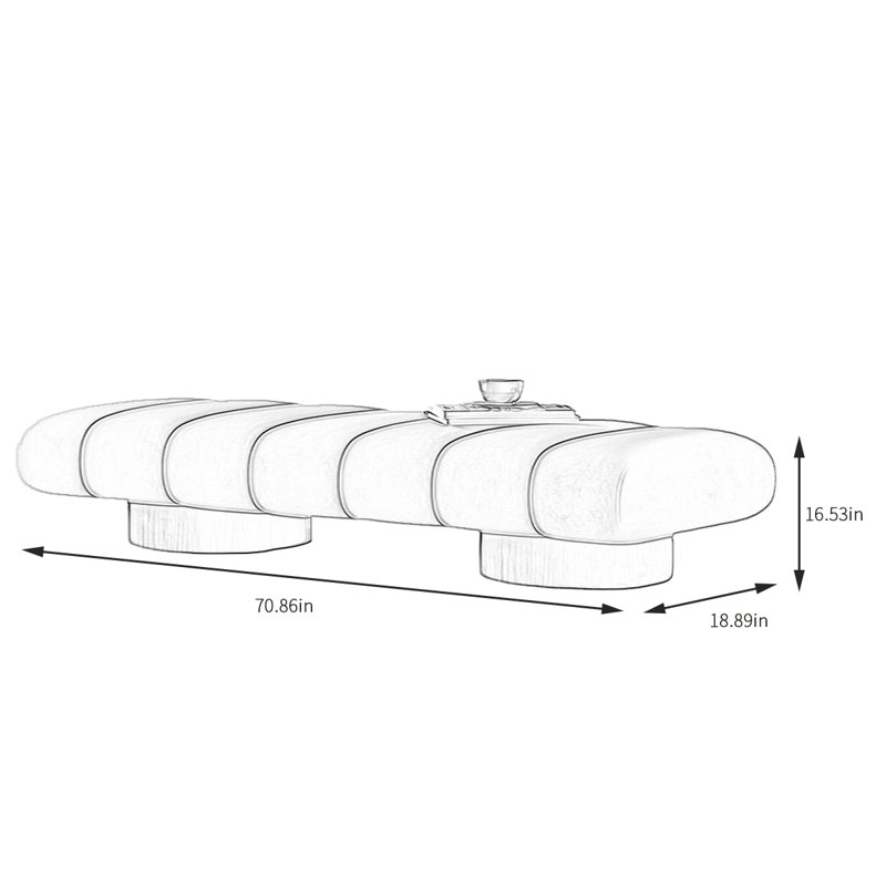 Banc rembourré en cuir Safron Match, H 16,53 po x l 70,86 po x P 18,89 po