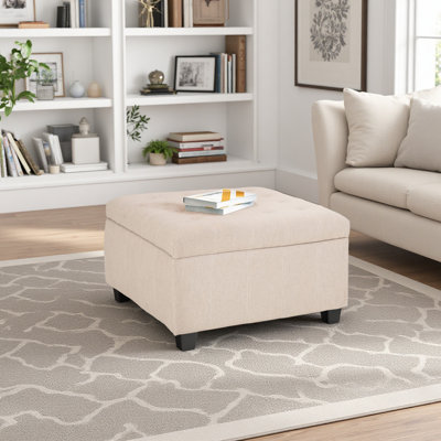 Repose-pieds rembourré en tissu capitonné avec rangement, design moderne