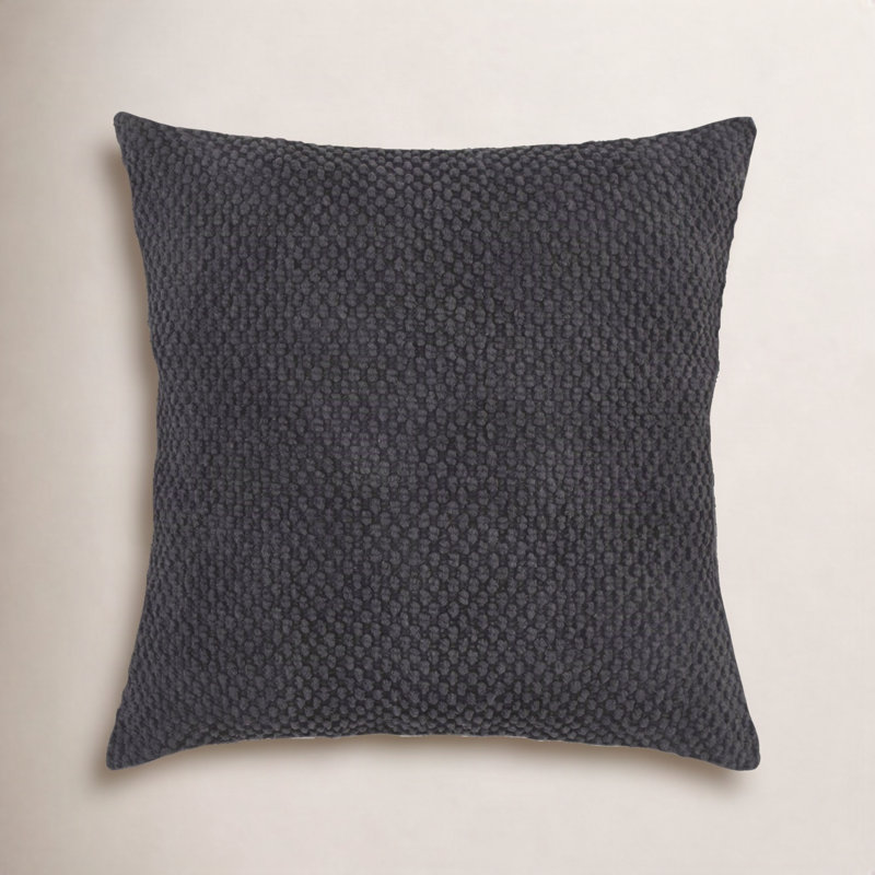 Saskia Embroidered Reversible Throw Pillow, Black