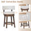 Tabouret de bar pivotant à 360 ° avec garniture cloutée, chaise de bar en bois massif pour îlot de cuisine-1589865269-1589865256