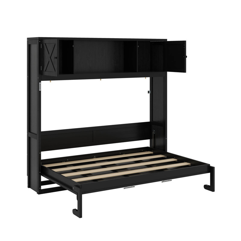 Lit escamotable double avec armoires de rangement