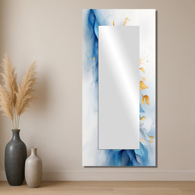 Fougères bleues dorées Gentle Breeze II - art mural miroir décoratif floral - imprimé sur métal