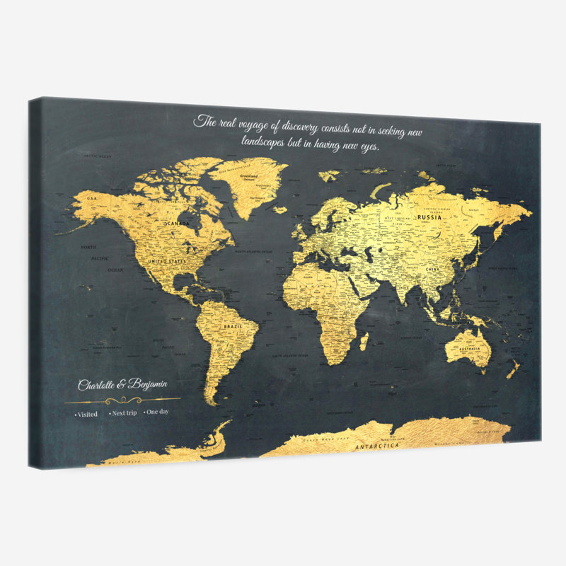 Carte du monde personnalisée «Voyage I Push Pin», H 16 po x l 24 po, Oui