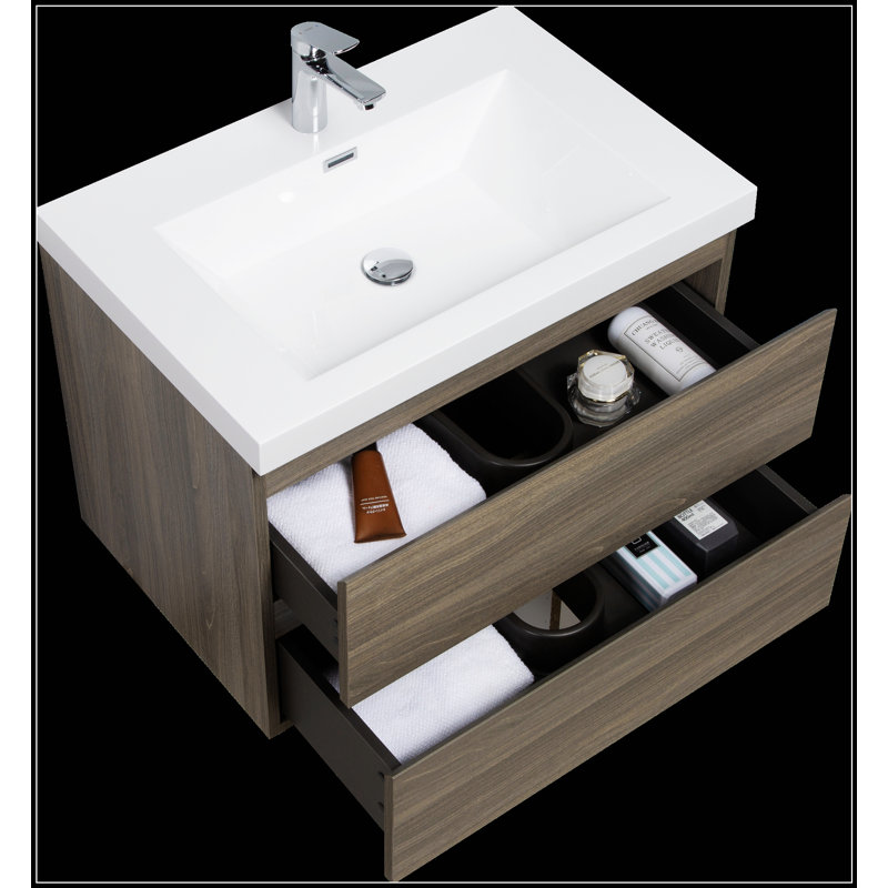 Meuble-lavabo flottant de 30 pouces avec lavabo, rangement mural moderne pour les salles de bain bien rangées et organisées
