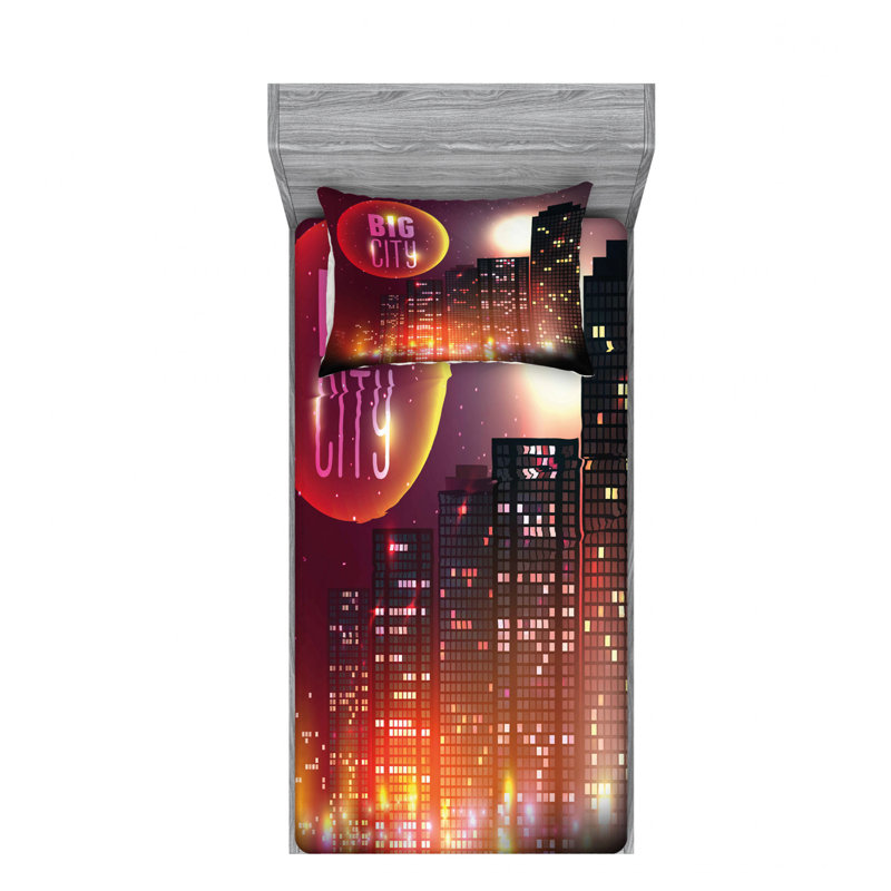 Ensemble de draps de table de style horizon big city urban, Ensemble de draps pour lit simple avec drap-housse