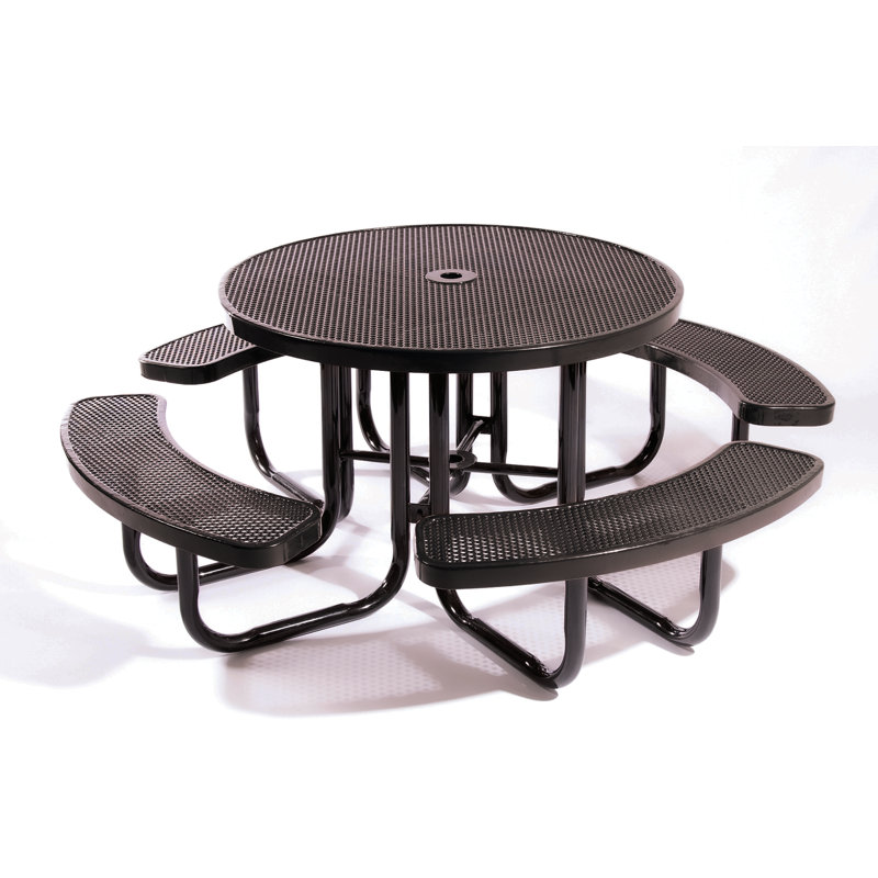 Table de pique-nique ronde poinçonné 46 po, Noir