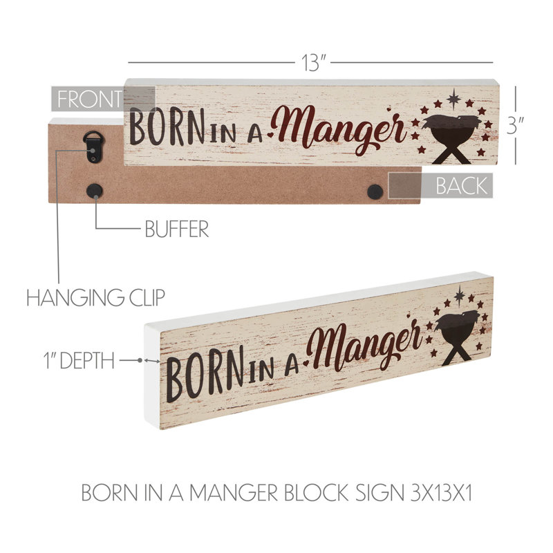 Higher Glory Born In A Manger Block Sign 3x13