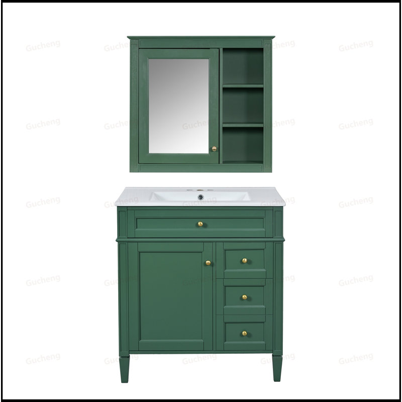 Ensemble de meuble-lavabo 30 po avec miroir, Vert