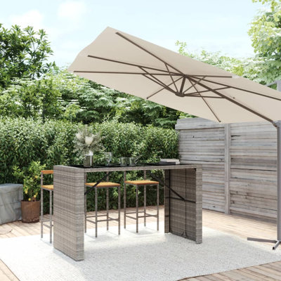 Lavel Rectangular Glass Steel Outdoor Bar Table 80 cm D