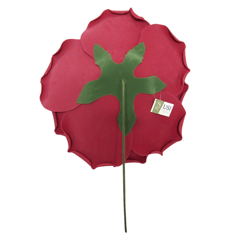 Grande tige rose en mousse, H 16 po x l 16 po x p 7 po, Bourgogne