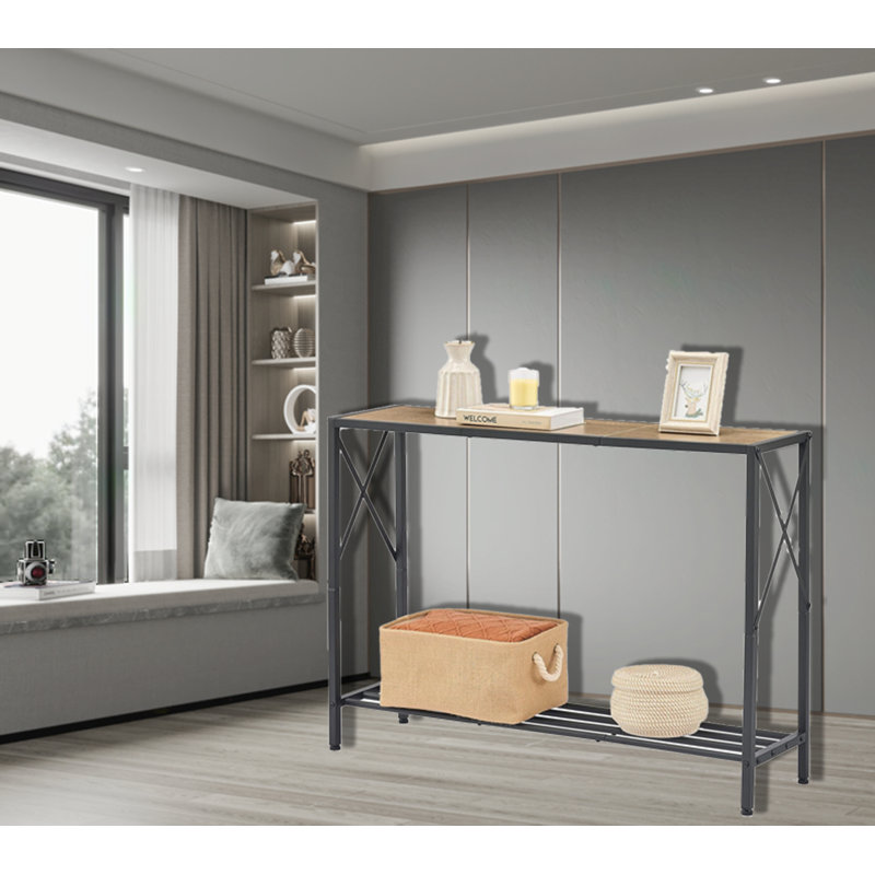 Industrial Entrance Table, Light Brown, Black