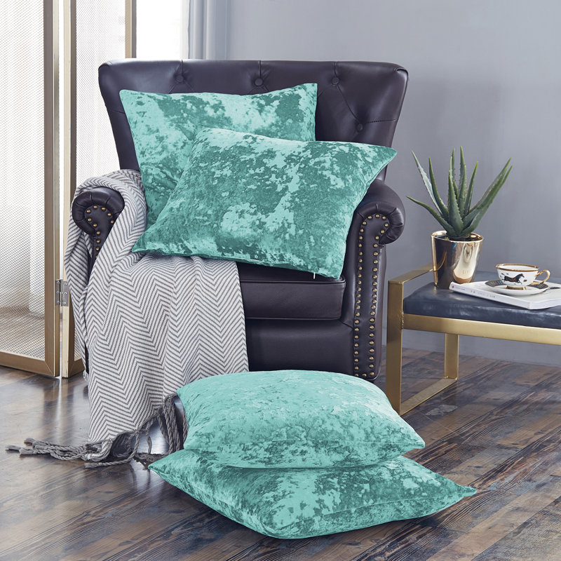 Crushed Velvet Throw Pillow Covers, North Sea