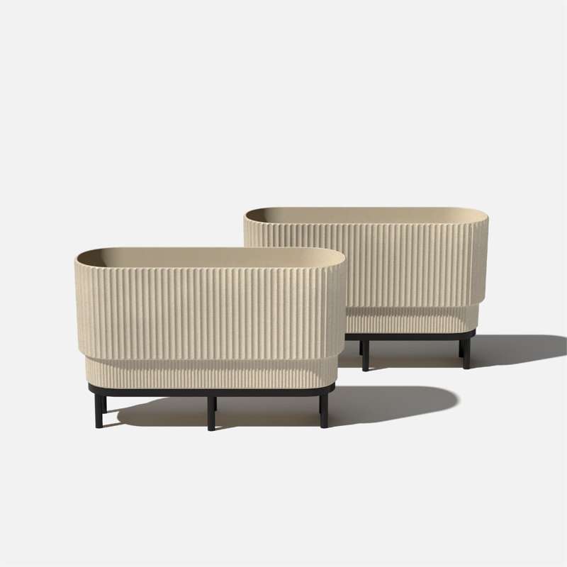 Long pot à fleurs surélevé 30 "avec support Veradek, 2, Sable / Noir