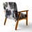 Abstract Pattern With Blue & Golden Textures II - Upholstered Modern Velvet Arm Chair-118659410-118659415