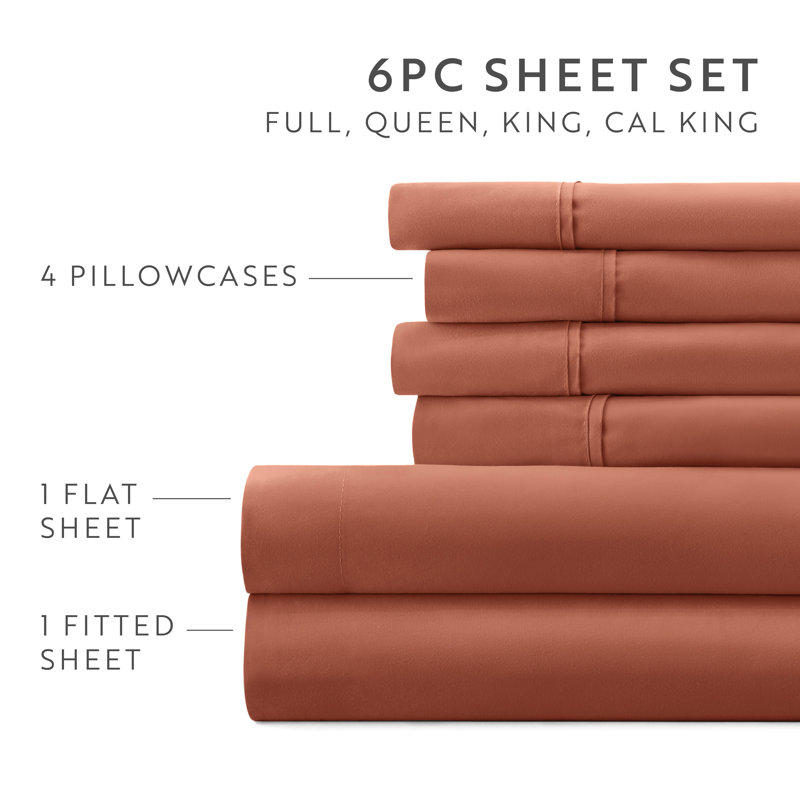 Sheet Set Solid Microfiber Ultra Soft Bedding, Clay, Twin Sheet Set with 2 Pillowcases