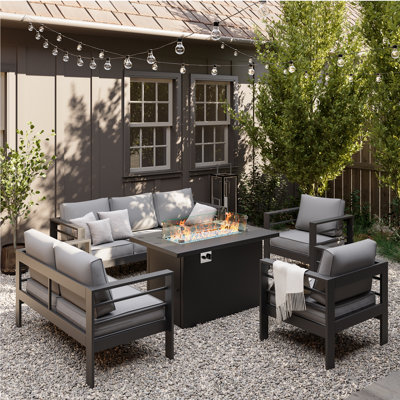 5-Person Sofa Seating Group With Fire Pit Table by Ebern Designs
