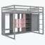 Lit en bois avec garde-robe, tablettes et armoire-115672694-115672696