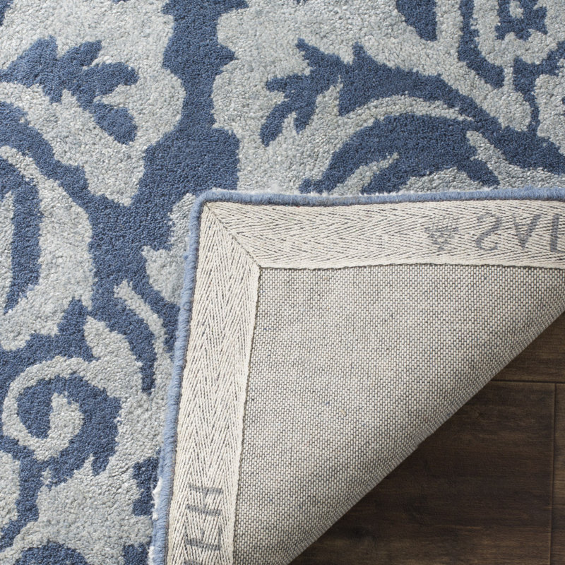 Domingues Hand Tufted Wool/Viscose/Cotton Rug in Navy/Gray, Runner 2'3" x 7'