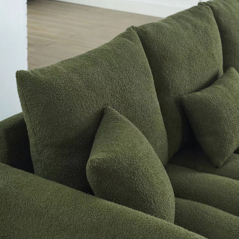 Jittender Upholstered Sofa, Green Teddy, 32" H x 82" W x 36" D