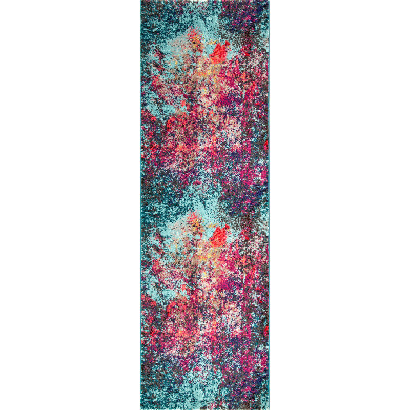 Taina Abstract Pink Area Rug, Runner 2'6" x 14'