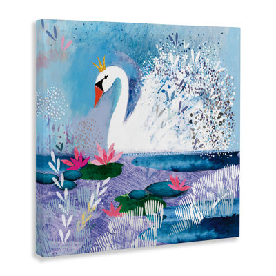 Tranquil Crowned Swan Canvas, design by Clare Tupper